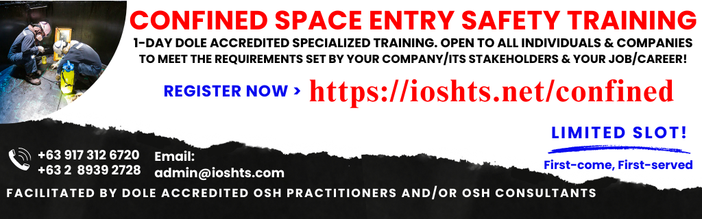 Confined Space Entry Safety Training for Zero Accident Workplace DOLE Accredited Training Online's Enrollment Cover