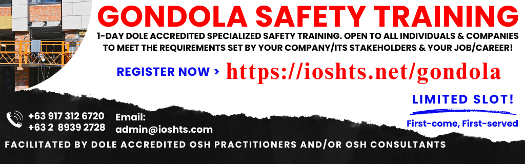 Gondola Safety Training Suspended Platform Safety Training DOLE Accredited Training Online's Enrollment Cover