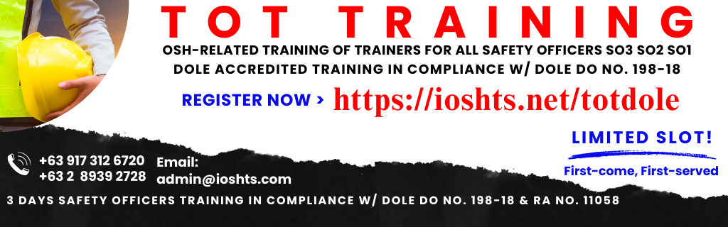 TOT Training of Trainers Safety Officers Training DOLE Accredited Training Online Learn to be a more effective OSH trainer's Enrollment Cover